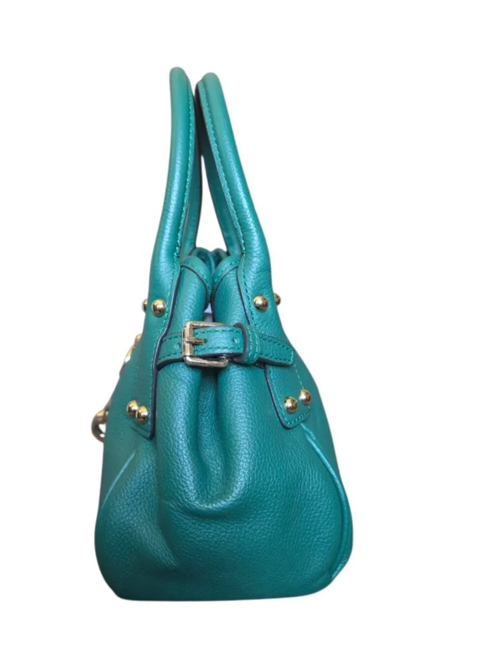 Dooney & Bourke Belvedere Logo Lock Satchel Jade Green Pebble Leather Medium Bag